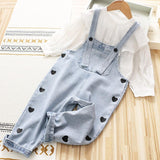 Girls' Denim Overalls Love Jumpsuit - Almoni Express