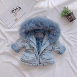 Girls' denim plus velvet jacket autumn and winter - Almoni Express