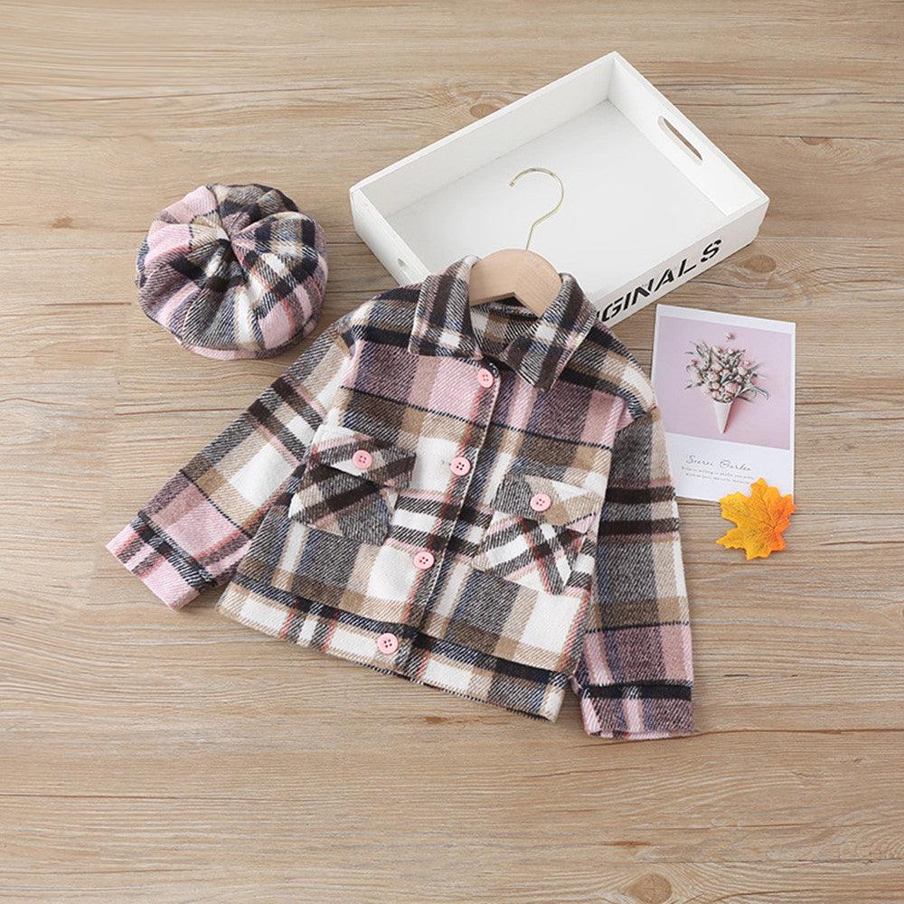 Girls Fashion Small Plaid Coat Fashion - Almoni Express