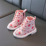 Girls Martin Boots Cute Strawberry Short Boots - Almoni Express