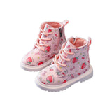 Girls Martin Boots Cute Strawberry Short Boots - Almoni Express