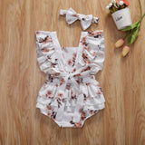 Girls' one-piece floral triangle romper romper - Almoni Express