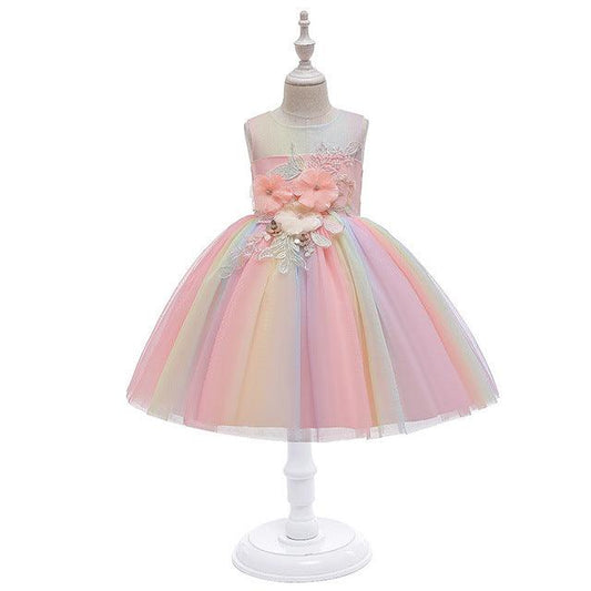 Girls' One Year Old 61 Performance Costume Flower Girl Dress - Almoni Express