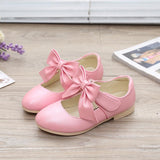 Girls Shoes White Leather Shoes Bowknot Girls Children Princess Shoes - Almoni Express