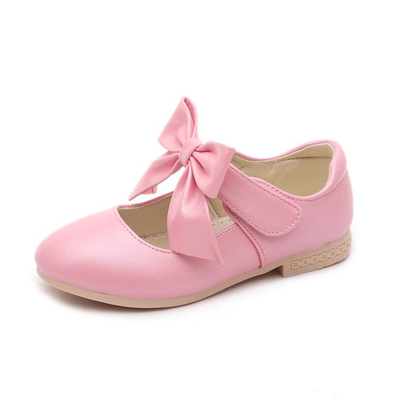 Girls Shoes White Leather Shoes Bowknot Girls Children Princess Shoes - Almoni Express