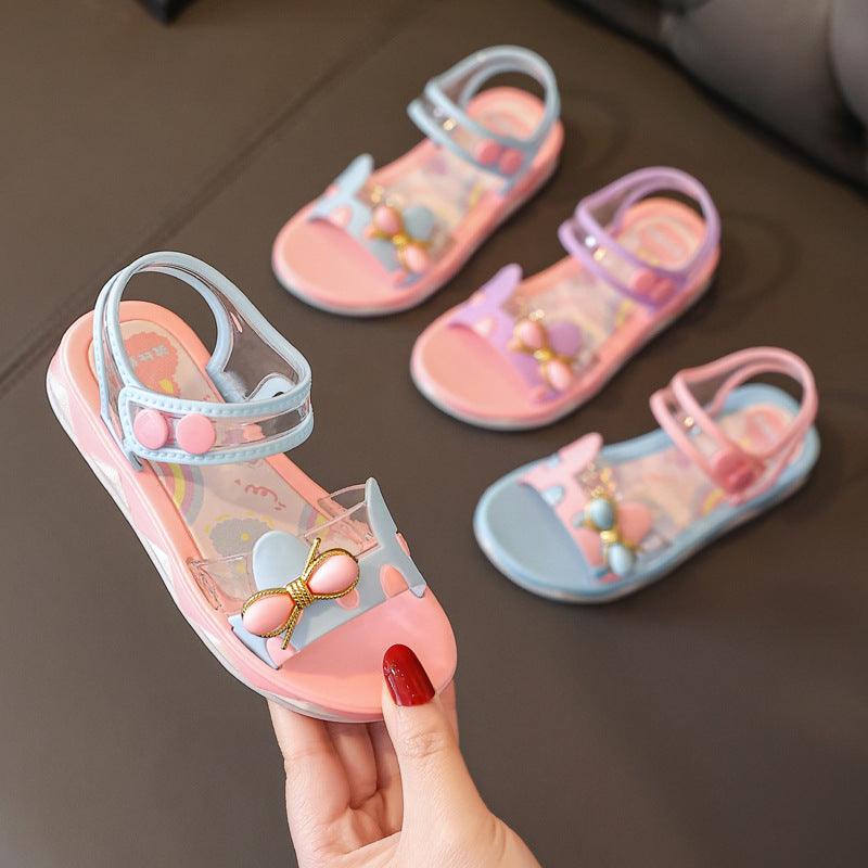 Girls Summer Princess Fashion Sandals Non-Slip Soft Sole - Almoni Express