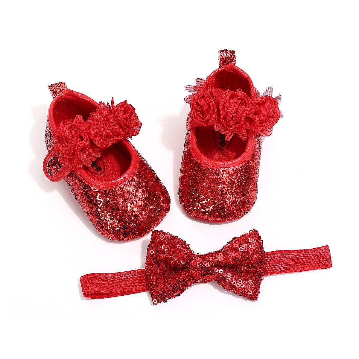 Glitter Rosette Mary Janes - Almoni Express