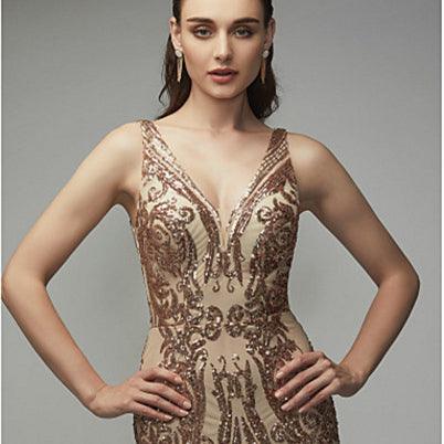 Gold Sequin High-End Dress Summer - Almoni Express