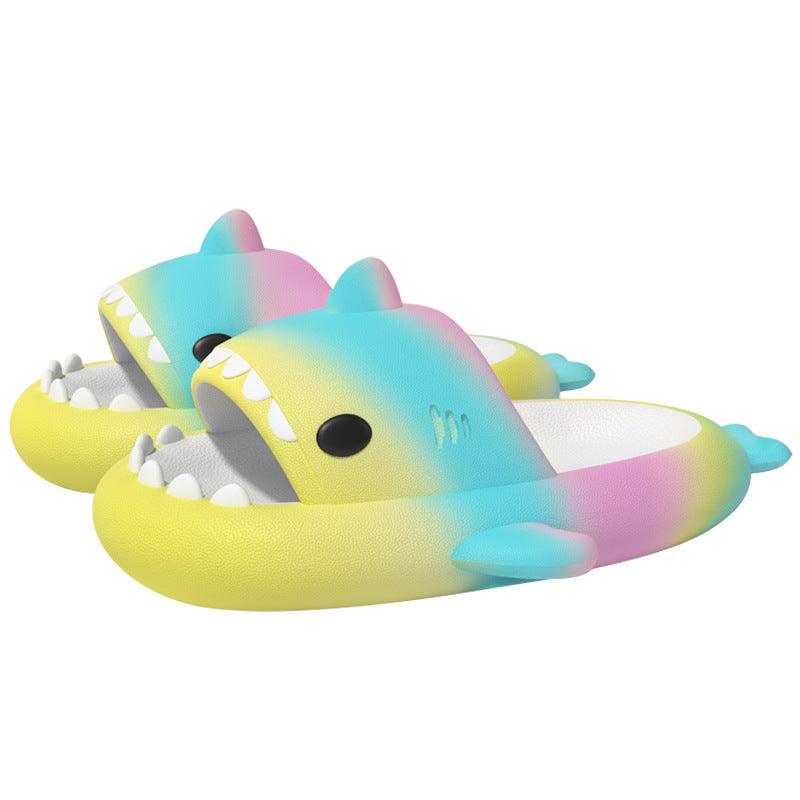 Gradient Rainbow Shark Slippers Women's Summer Indoor - AL MONI EXPRESS