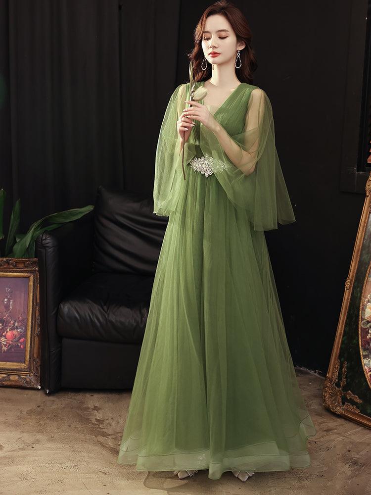 Green Wedding Dress Guzheng Art Examination Solo - Almoni Express