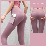 Gym Sport Seamless Leggings With Pockets Push Up High Waist Pants Women Fitness Running Yoga Pants Gym Sport Seamless Leggings - AL MONI EXPRESS