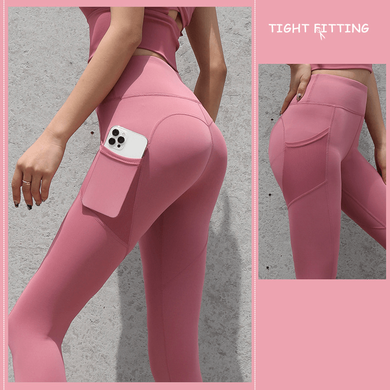 Gym Sport Seamless Leggings With Pockets Push Up High Waist Pants Women Fitness Running Yoga Pants Gym Sport Seamless Leggings - AL MONI EXPRESS