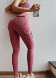 High Waist Leggings with Pockets Workout Gym Legging Scrunch Butt Yoga Pants - AL MONI EXPRESS