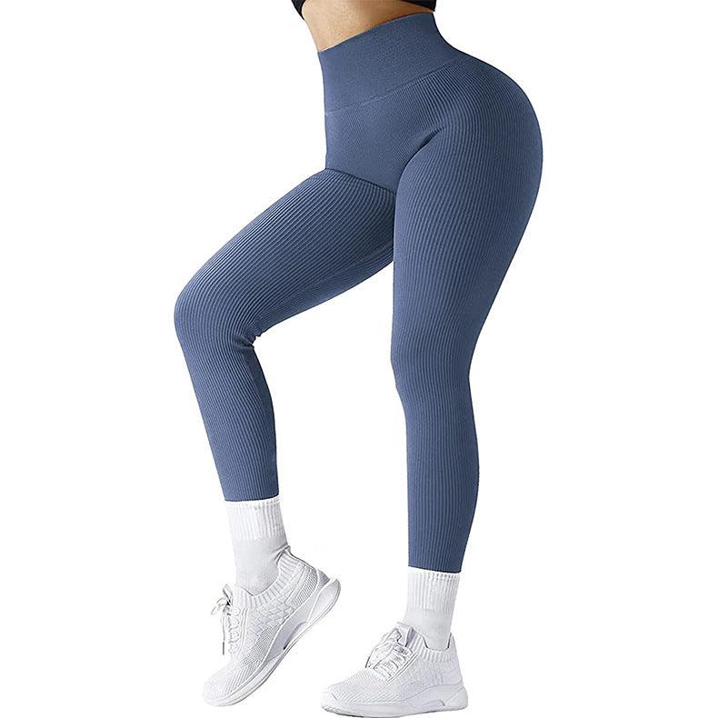 High Waist Seamless Leggings Threaded Knitted Fitness Pants Solid Women's Slimming Sports Yoga Pants Elastic Running Sport Leggings - AL MONI EXPRESS