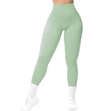 High Waist Seamless Leggings Threaded Knitted Fitness Pants Solid Women's Slimming Sports Yoga Pants Elastic Running Sport Leggings - AL MONI EXPRESS