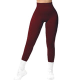 High Waist Seamless Leggings Threaded Knitted Fitness Pants Solid Women's Slimming Sports Yoga Pants Elastic Running Sport Leggings - AL MONI EXPRESS