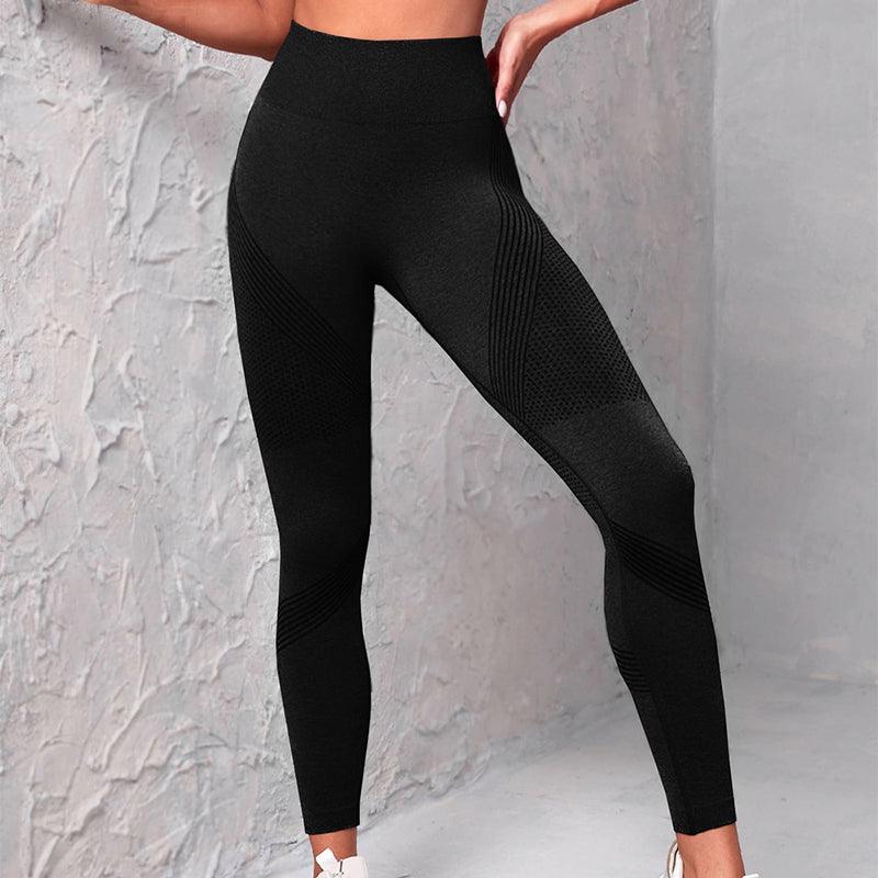 High Waist Seamless Yoga Pants Women's Solid Color Dot Striped Print Butt Lifting Leggings Fitness Running Sport Gym Legging Outfits - AL MONI EXPRESS