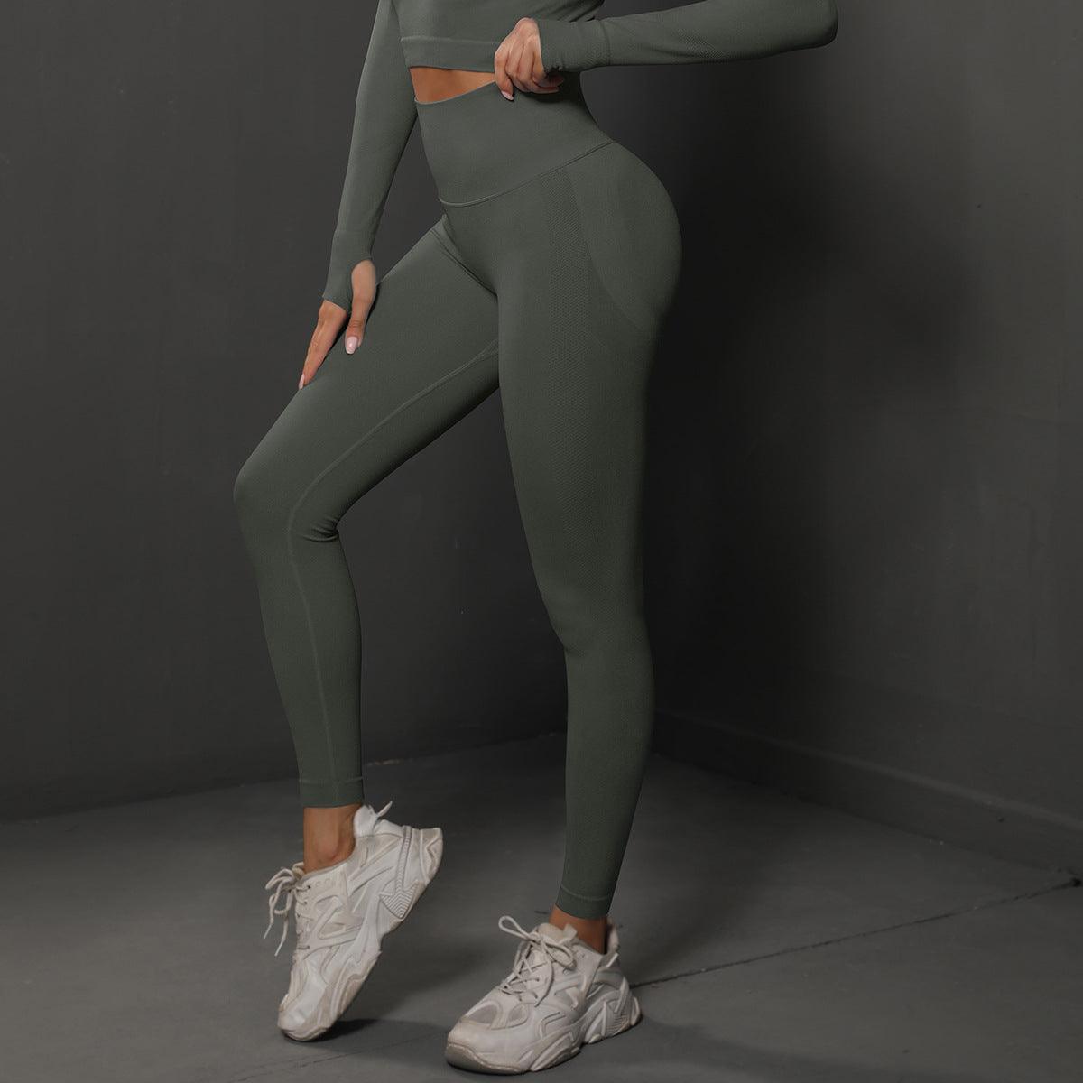 High Waist Seamless Yoga Pants Women's Solid Color Full Length Leggings Fitness Hip Up Running Sport Gym Legging Outfits - AL MONI EXPRESS