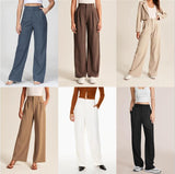 High Waist Straight Trousers With Pockets Wide Leg Casual Suit Pants For Women - AL MONI EXPRESS