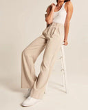 High Waist Straight Trousers With Pockets Wide Leg Casual Suit Pants For Women - AL MONI EXPRESS