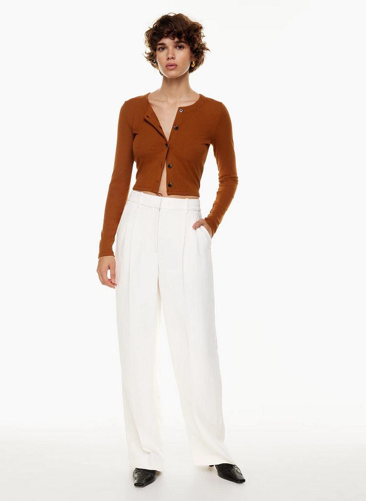 High Waist Straight Trousers With Pockets Wide Leg Casual Suit Pants For Women - AL MONI EXPRESS