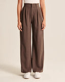 High Waist Straight Trousers With Pockets Wide Leg Casual Suit Pants For Women - AL MONI EXPRESS