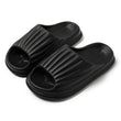 Home Slippers Women Men New Solid Striped Peep-toe Shoes House Floor Bathroom Slippers For Couple - AL MONI EXPRESS