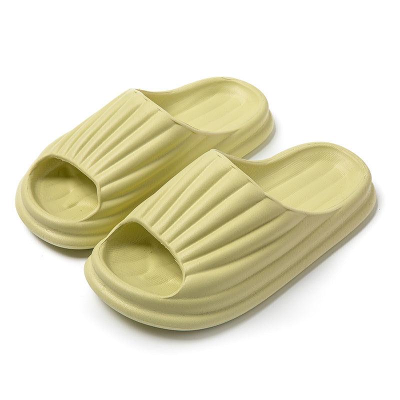 Home Slippers Women Men New Solid Striped Peep-toe Shoes House Floor Bathroom Slippers For Couple - AL MONI EXPRESS