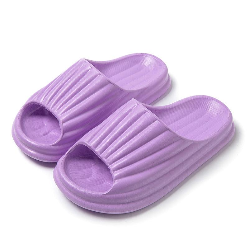 Home Slippers Women Men New Solid Striped Peep-toe Shoes House Floor Bathroom Slippers For Couple - AL MONI EXPRESS