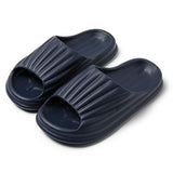 Home Slippers Women Men New Solid Striped Peep-toe Shoes House Floor Bathroom Slippers For Couple - AL MONI EXPRESS