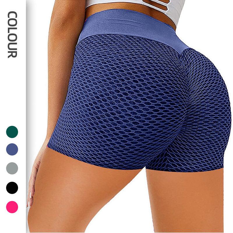 Honeycomb Design Yoga Pants Solid Color Hip-lifting Fitness Sports Shorts For Women - AL MONI EXPRESS