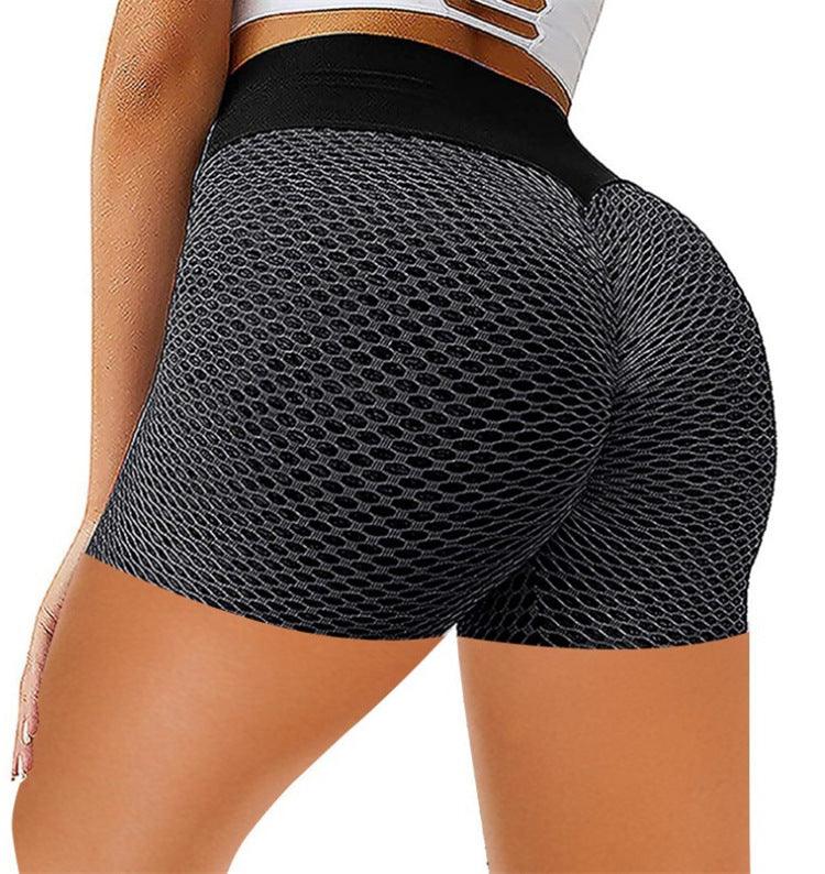 Honeycomb Design Yoga Pants Solid Color Hip-lifting Fitness Sports Shorts For Women - AL MONI EXPRESS