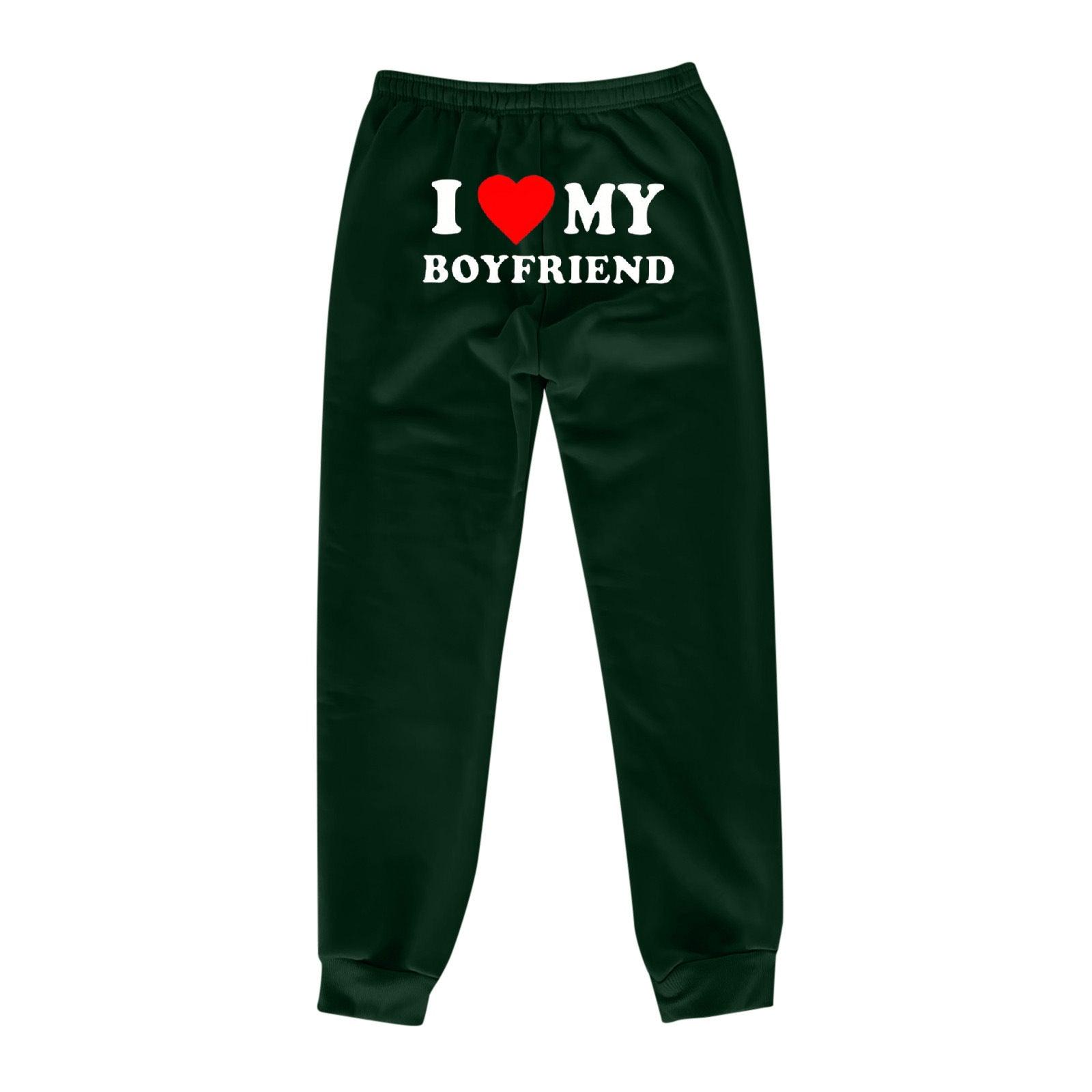 I Love MY BOYFRIEND Printed Trousers Casual Sweatpants Men And Women Sports Pants - AL MONI EXPRESS