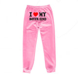 I Love MY BOYFRIEND Printed Trousers Casual Sweatpants Men And Women Sports Pants - AL MONI EXPRESS