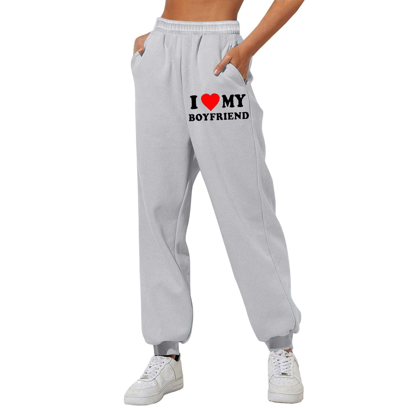 I Love MY BOYFRIEND Printed Trousers Casual Sweatpants Men And Women Sports Pants - AL MONI EXPRESS