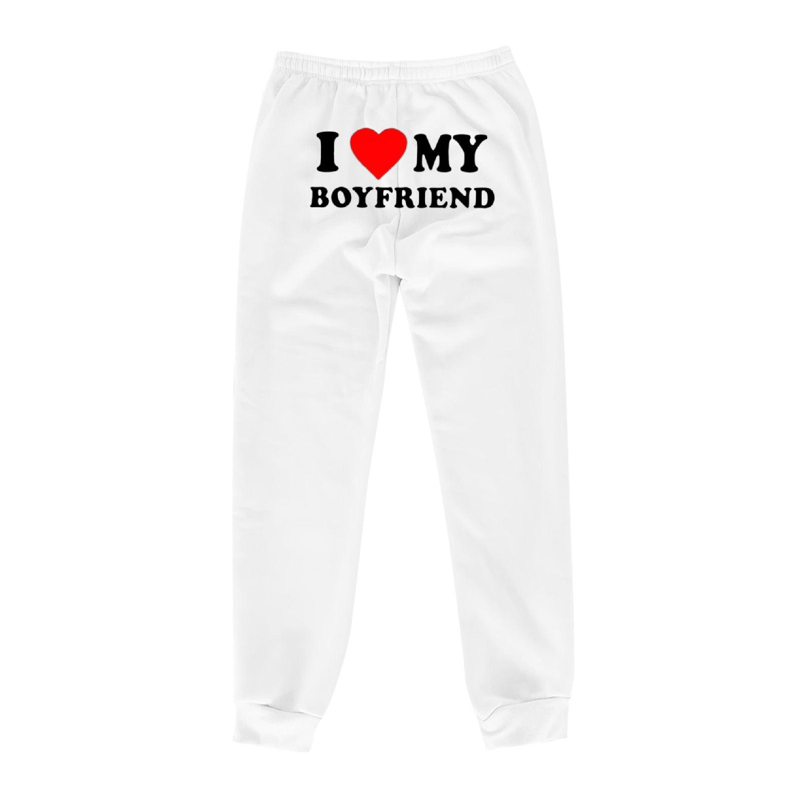 I Love MY BOYFRIEND Printed Trousers Casual Sweatpants Men And Women Sports Pants - AL MONI EXPRESS