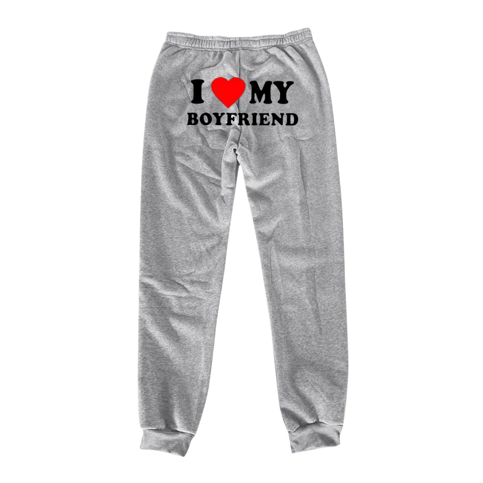 I Love MY BOYFRIEND Printed Trousers Casual Sweatpants Men And Women Sports Pants - AL MONI EXPRESS