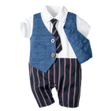 Infant Boy Baby Gentleman Outing Clothes One-Piece Suit Romper - Almoni Express