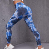 Ink Tie-dye Printed Yoga Pants Seamless High Waist Tight Hip Lifting Leggings Sports Running Fitness Trousers For Women - AL MONI EXPRESS