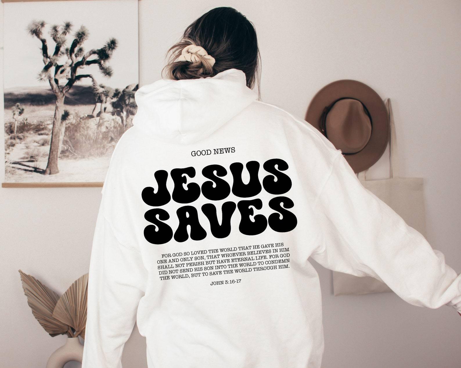 Jesus Saves Hoodie Bible Verses Appear Church Sweater - AL MONI EXPRESS