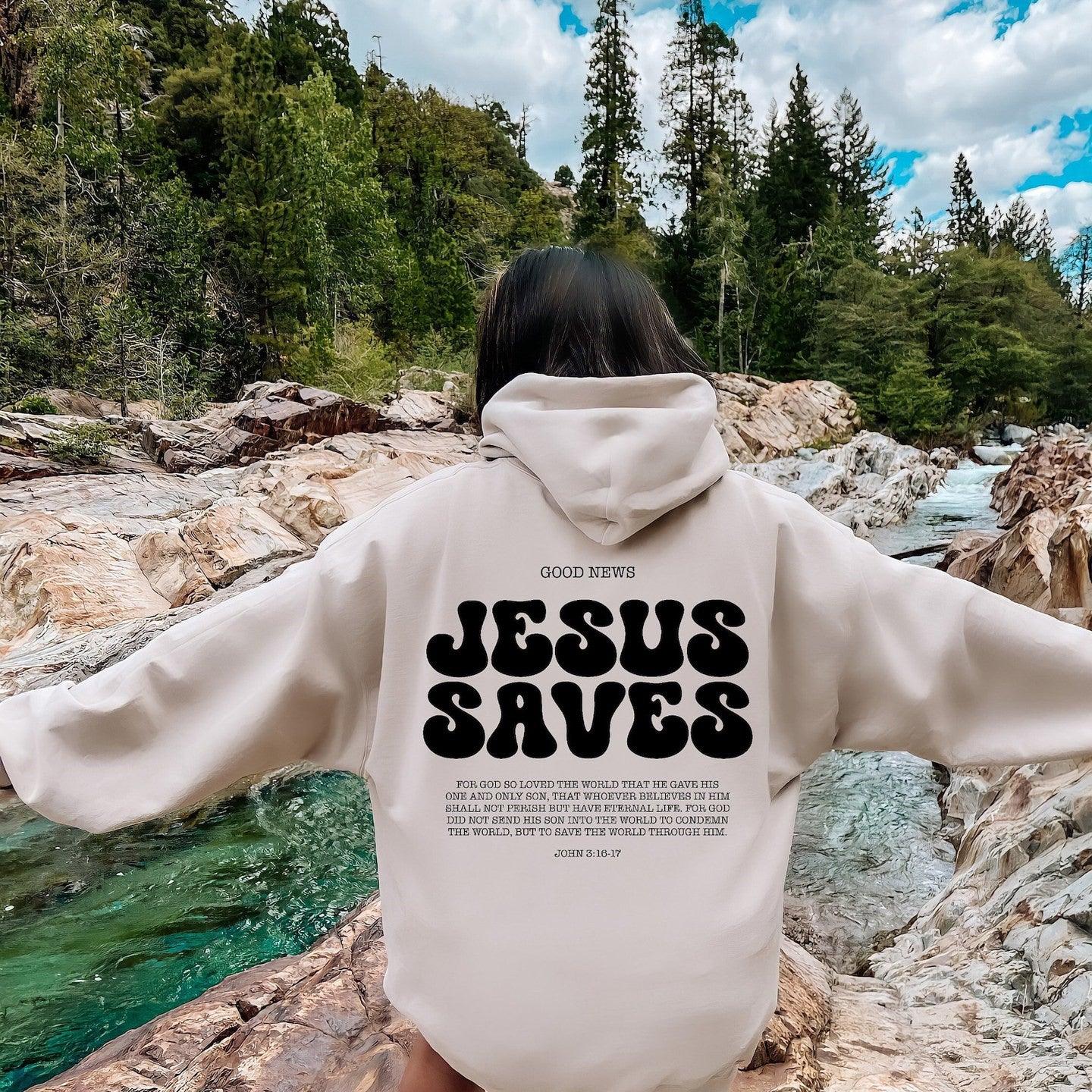 Jesus Saves Hoodie Bible Verses Appear Church Sweater - AL MONI EXPRESS