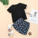 Kid Shorts Set Children's Summer Clothing Letter T-shirt Korean Two-piece For Boys - Almoni Express