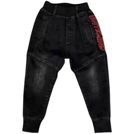 Kids Black Jeans Single Pants Spring And Autumn Boys Pants - Almoni Express