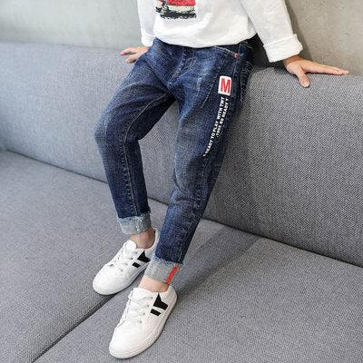 Kids Boys Jeans Baby Clothes Classic Pants Children Denim Clothing Boy Casual Bowboy Long Trousers 5-13Y - Almoni Express