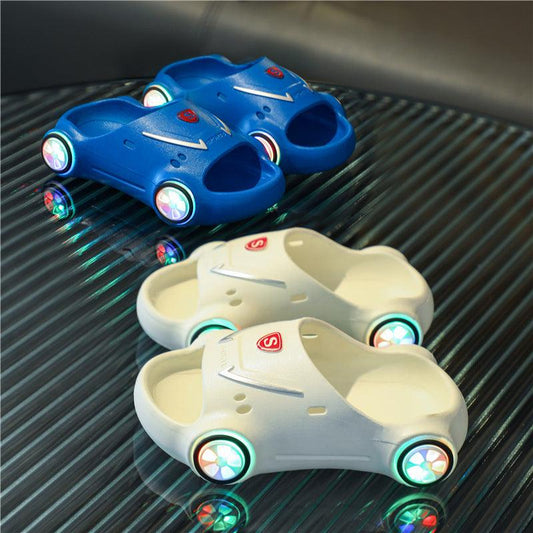 Kids Glowing Slippers Cartoon Car Sandals Children Sandals Anti Slip Boys Girls Luminous Slippers Summer Beach Shoes - Almoni Express