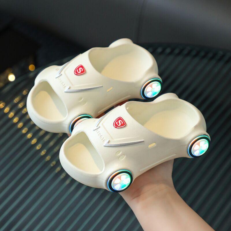 Kids Glowing Slippers Cartoon Car Sandals Children Sandals Anti Slip Boys Girls Luminous Slippers Summer Beach Shoes - Almoni Express