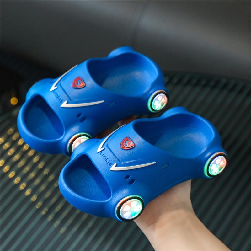 Kids Glowing Slippers Cartoon Car Sandals Children Sandals Anti Slip Boys Girls Luminous Slippers Summer Beach Shoes - Almoni Express