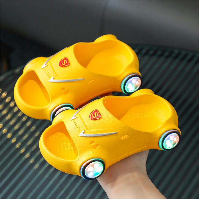 Kids Glowing Slippers Cartoon Car Sandals Children Sandals Anti Slip Boys Girls Luminous Slippers Summer Beach Shoes - Almoni Express