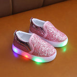 Kids Led Sneakers Lighted Baby Toddler Sneakers Sequin Girl Light Shoes - Almoni Express