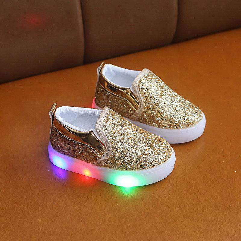 Kids Led Sneakers Lighted Baby Toddler Sneakers Sequin Girl Light Shoes - Almoni Express